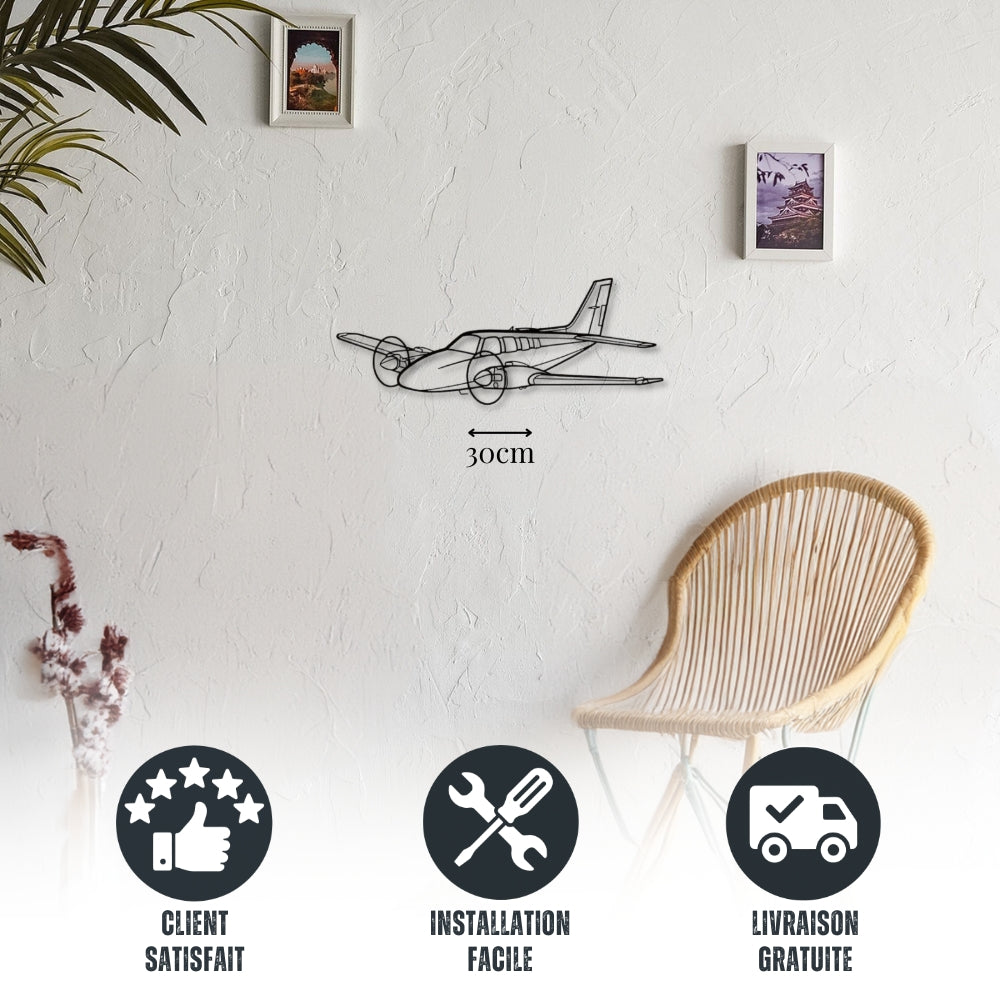 Petite décoration murale métal Avion Beechcraft Baron 58
