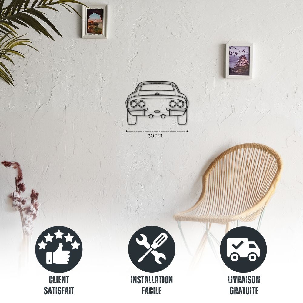 Petite décoration murale métal Voiture Opel GT 1970 (Vue arrière)