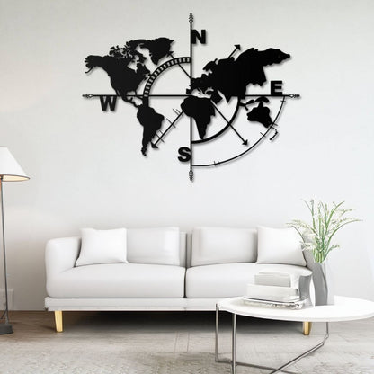 Carte du monde en métal déco