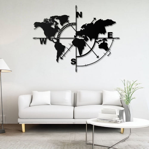 Carte du monde en métal déco