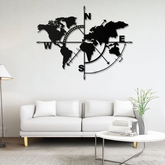 Carte du monde en métal déco