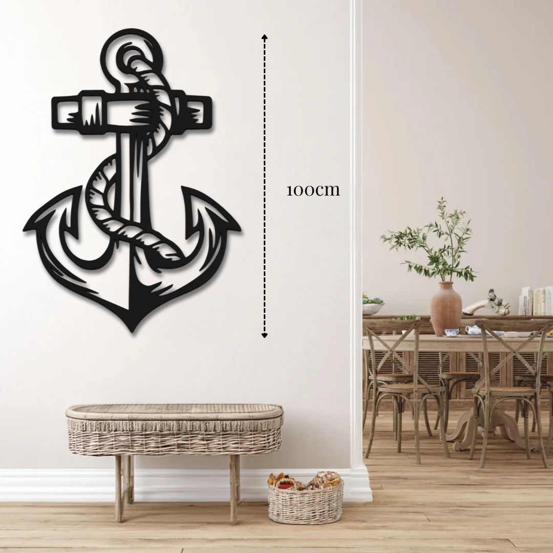Déco murale métal Ancre marine