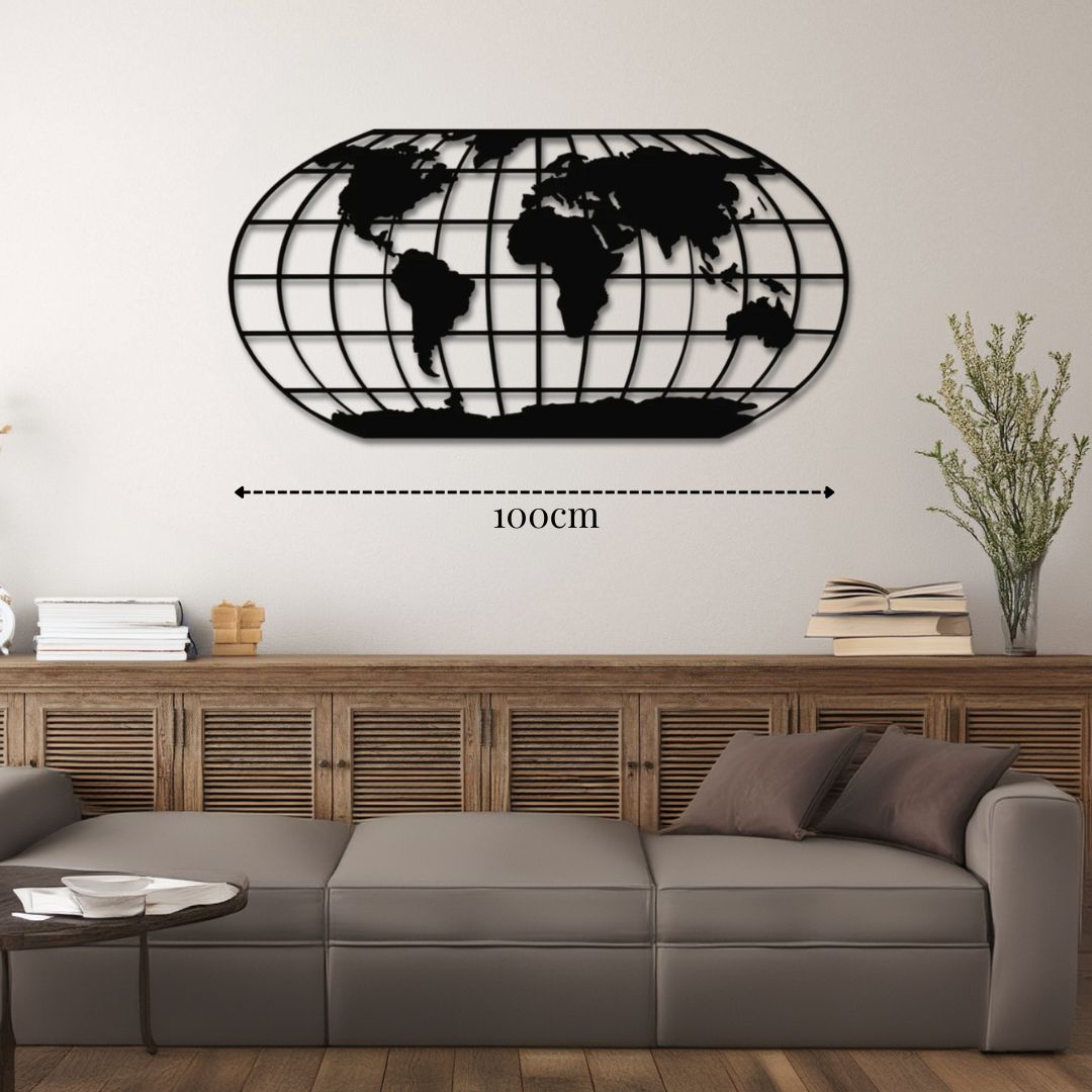 Déco murale métal Carte du monde