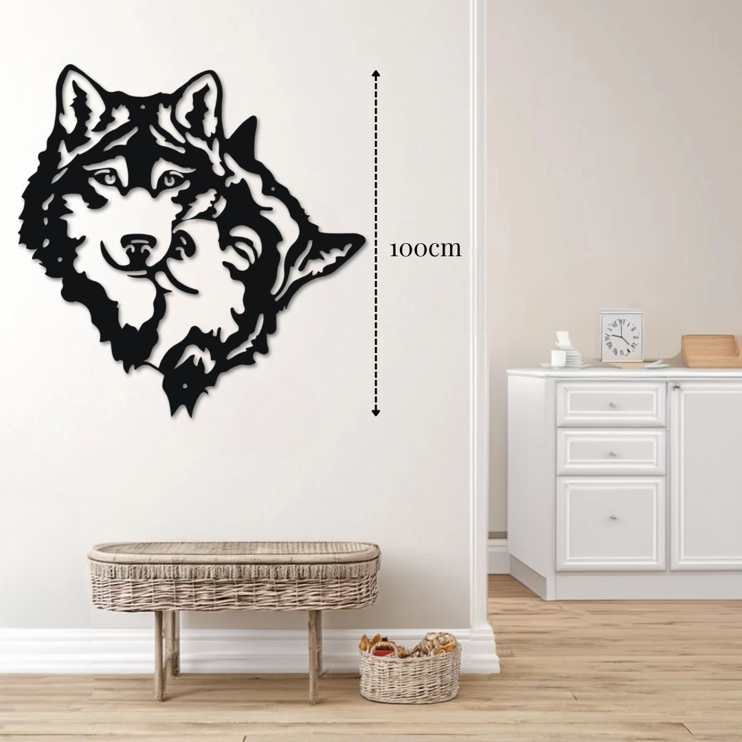 Déco murale métal Tête de Loup déco