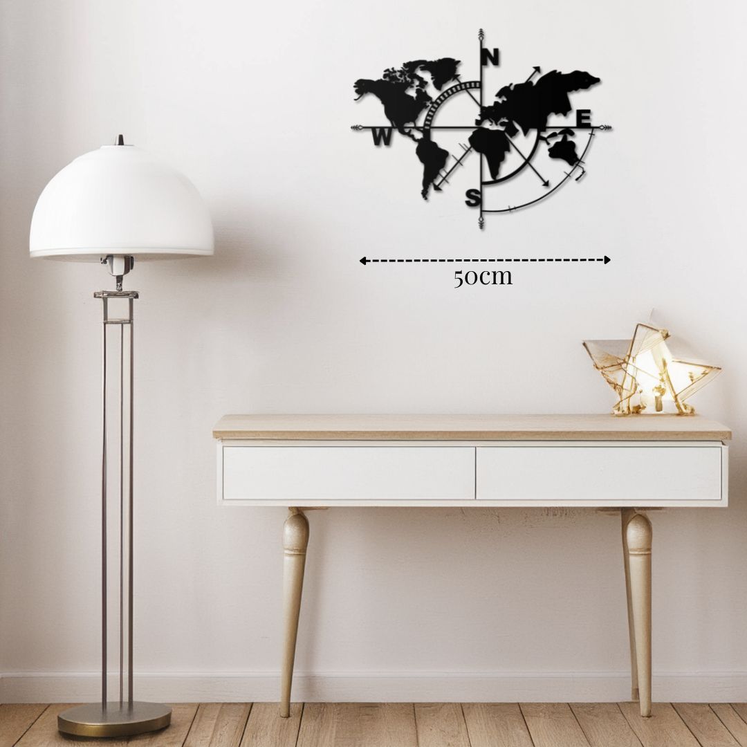 Décoration Carte du monde en métal déco