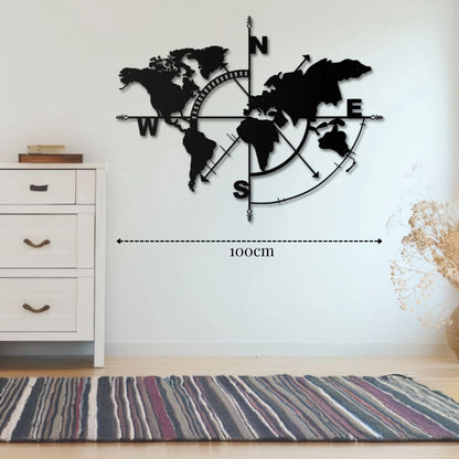 Décoration murale Carte du monde en métal déco