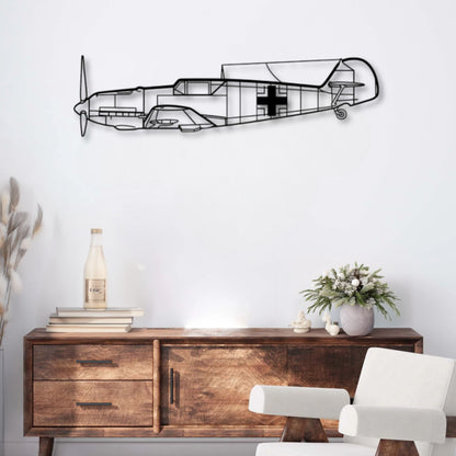 Décoration murale métal Avion Messerschmitt Bf 109