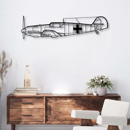 Décoration murale métal Avion Messerschmitt Bf 109