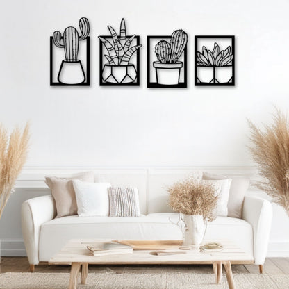 Décoration murale métal Cactus - Lot de 4 Precision