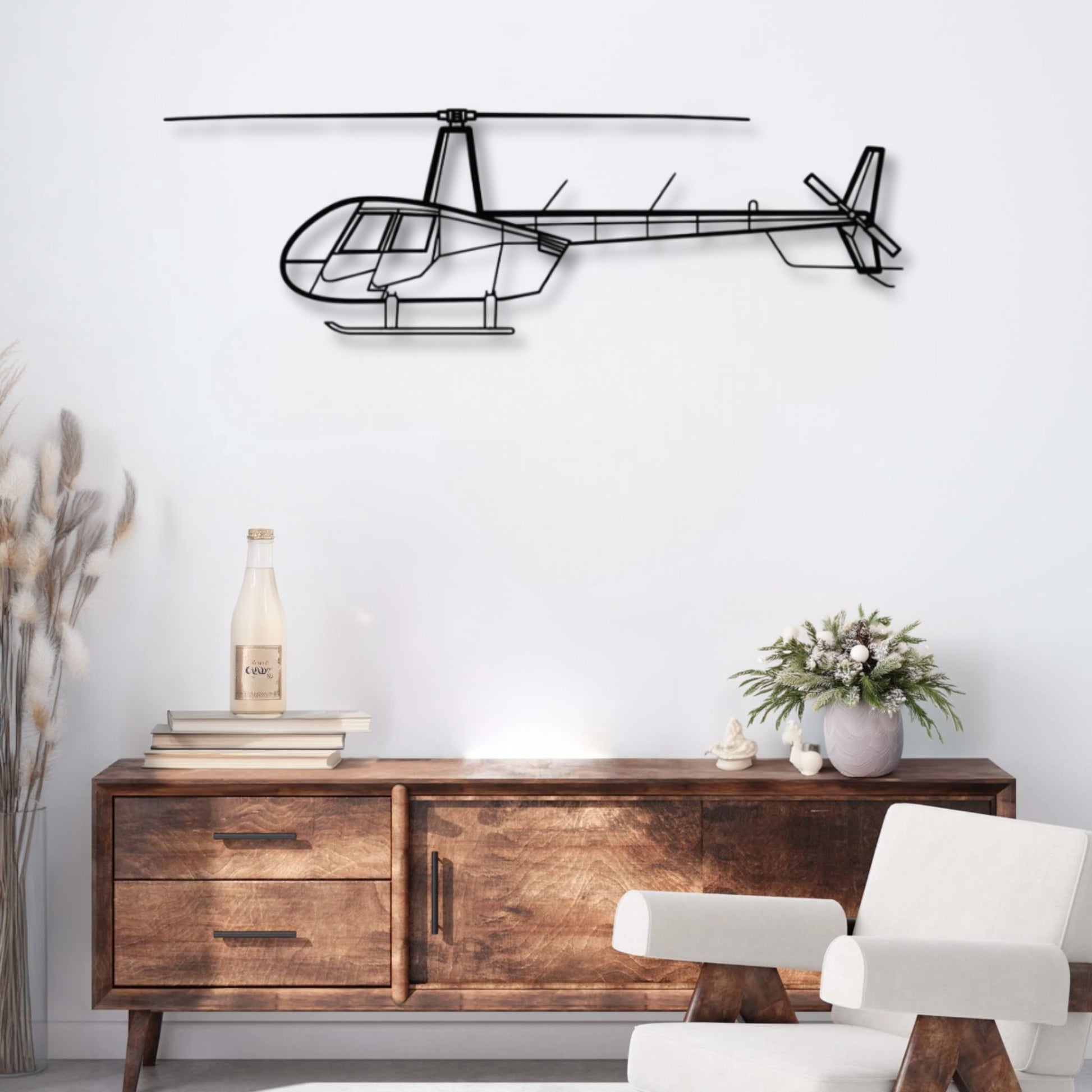 Décoration murale métal Hélicoptère Robinson R44 Raven II