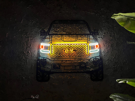 Décoration murale métal Voiture LED : GMC