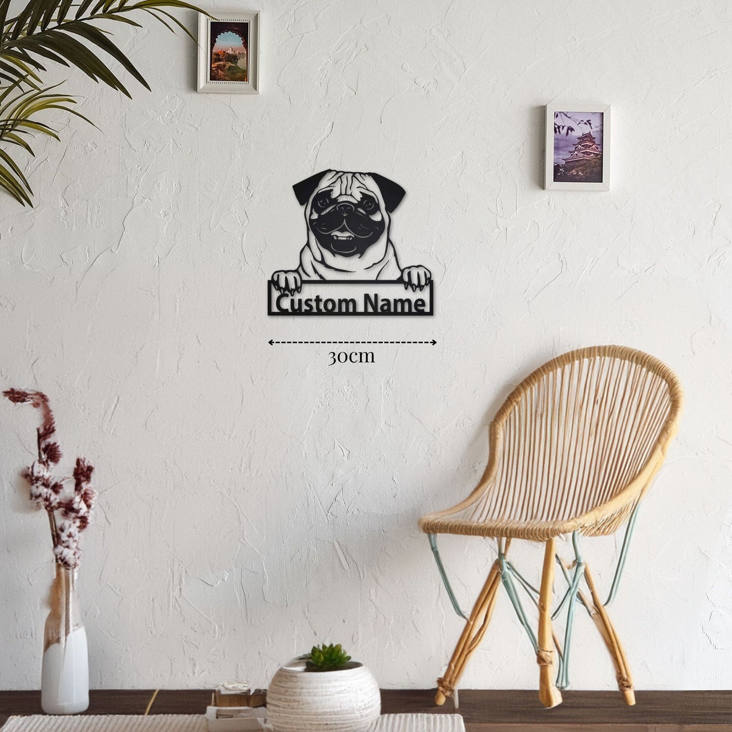 Petite Décoration Murale Chien Carlin PrecisionMetal