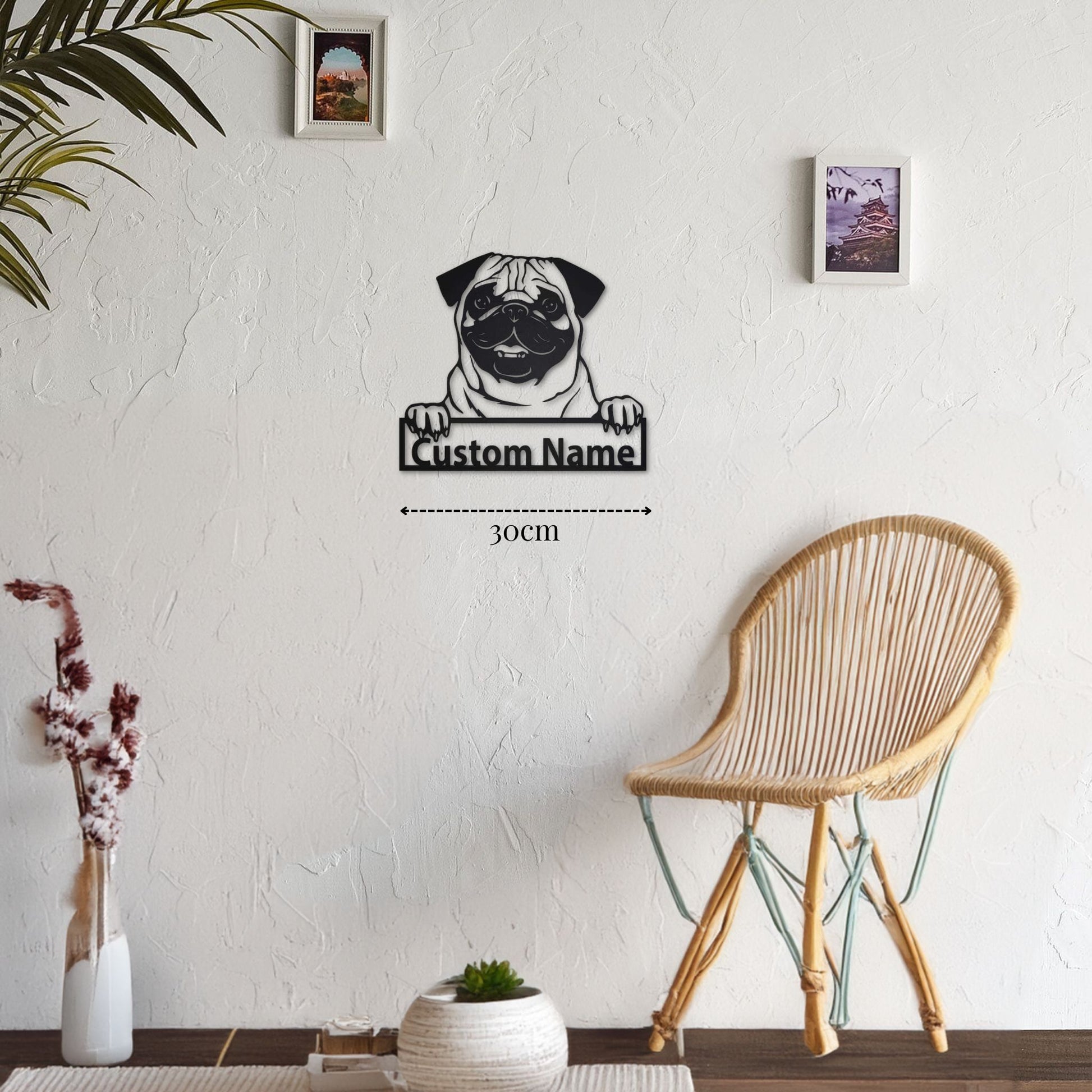 Petite Décoration Murale Chien Carlin PrecisionMetal