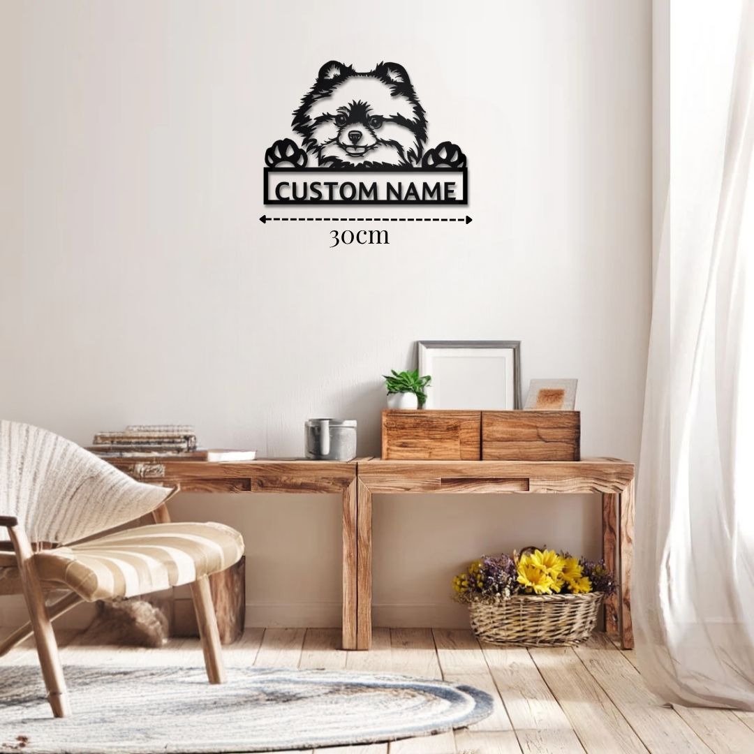 Petite Décoration Murale Chien Poméranien PrecisionMetal