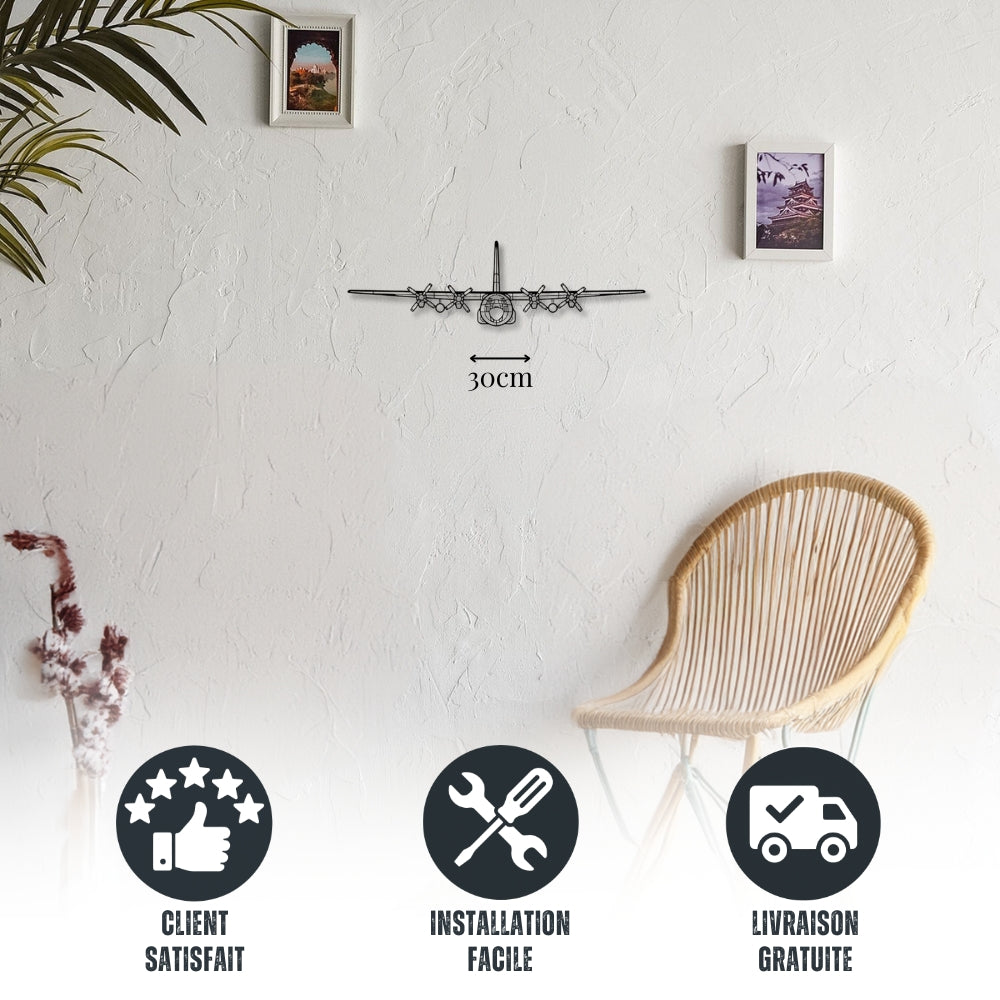 Petite décoration murale métal Avion Lockheed C-130H Hercules (Vue avant)