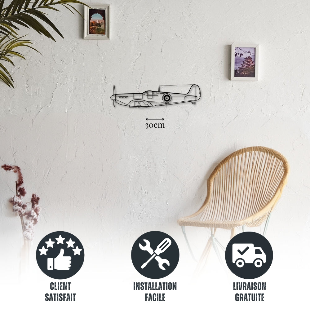 Petite décoration murale métal Avion Supermarine Spitfire Mk II Precision
