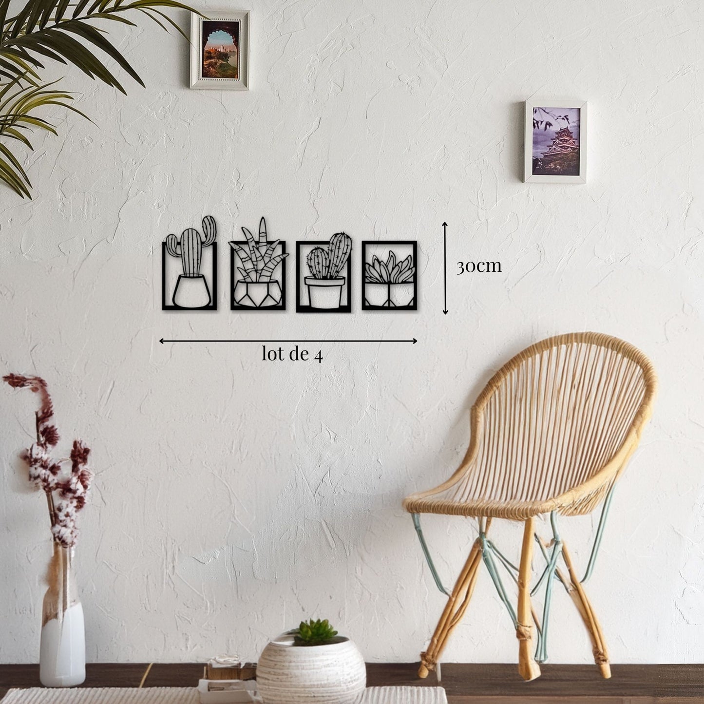 Petite décoration murale métal Cactus - Lot de 4 Precision