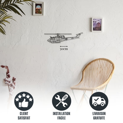 Petite décoration murale métal Hélicoptère militaire Bell UH-1N Huey