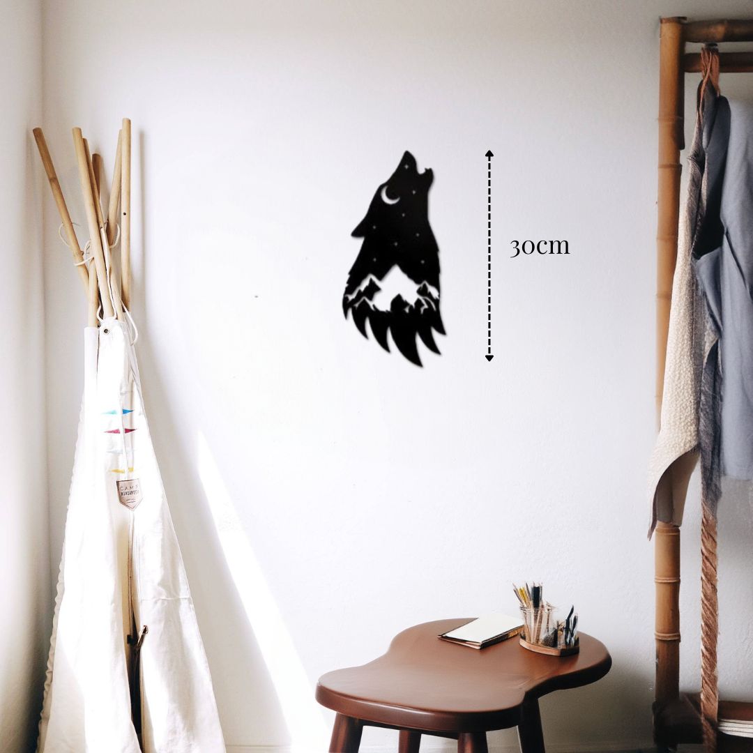 Petite décoration murale Tête de Loup métal