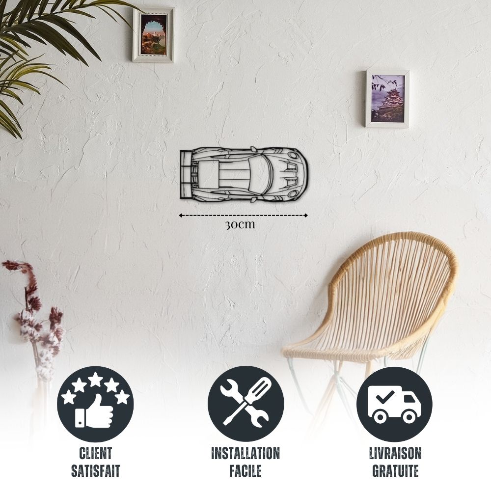 Petite décoration murale Voiture en métal 911 GT3 RS Model 992 (Vue de dessus)