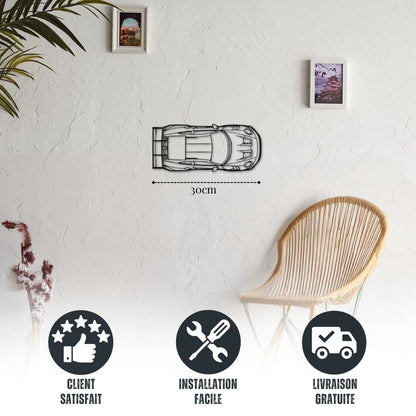 Petite décoration murale Voiture en métal 911 GT3 RS Model 992 (Vue de dessus)