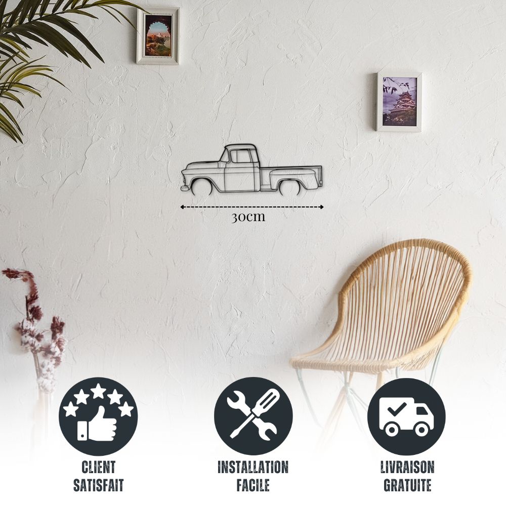 Petite décoration murale Voiture en métal Chevrolet 3100 (1957)