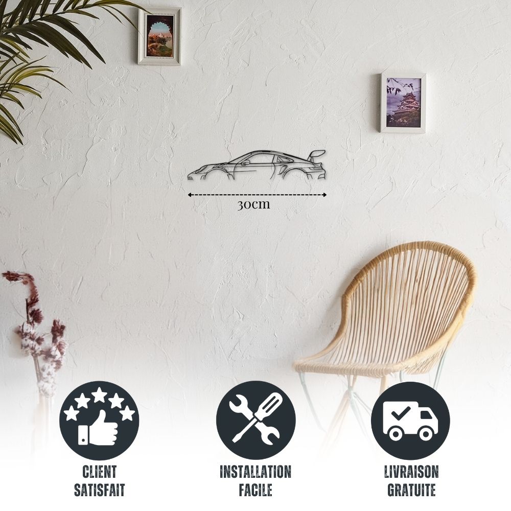 Petite décoration murale Voiture en métal Porsche 911 GT3 RS model 992